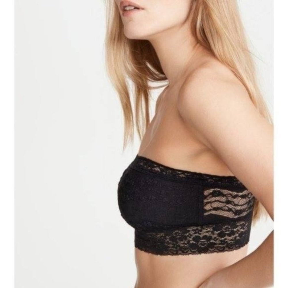 Free People Bandeau Scallop Lace Bralette Black
